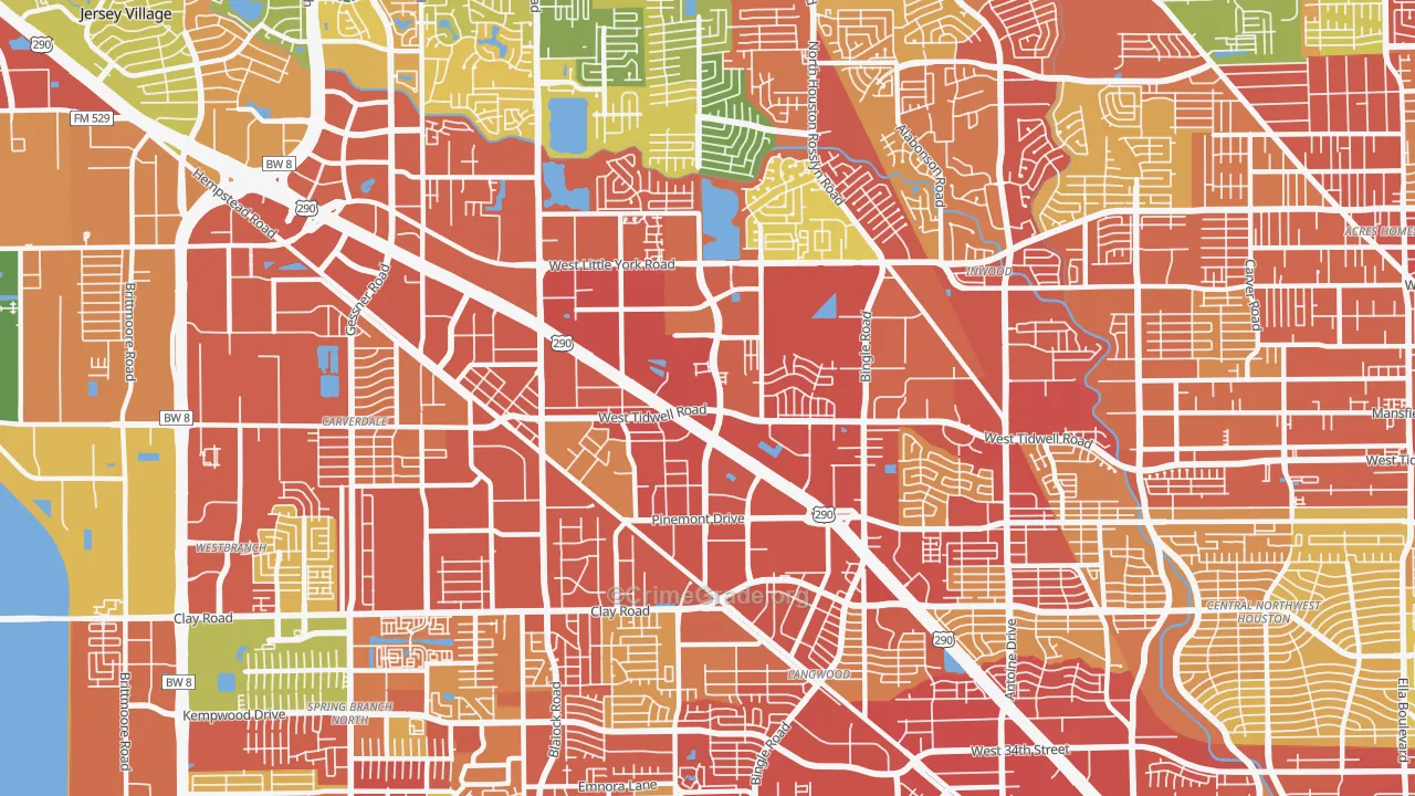Fairbanks-Northwest Crossing, Houston, TX Map of Robbery Rates
