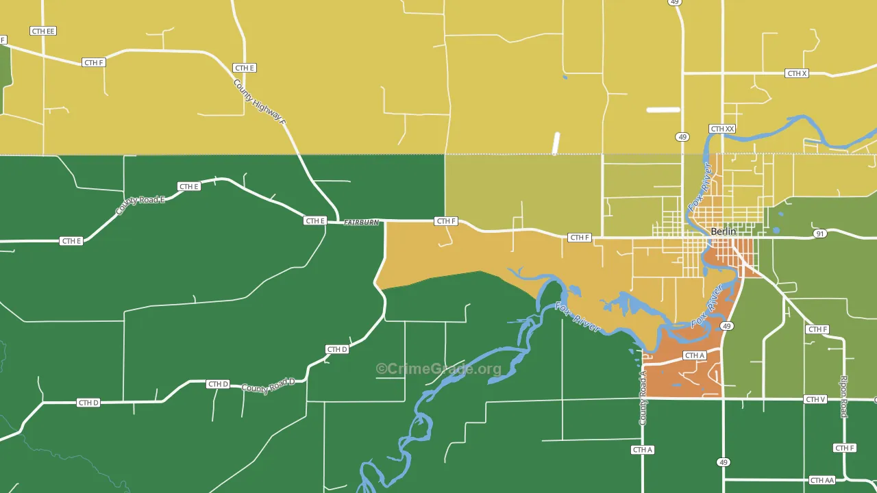 Fairburn, WI Map of Robbery Rates