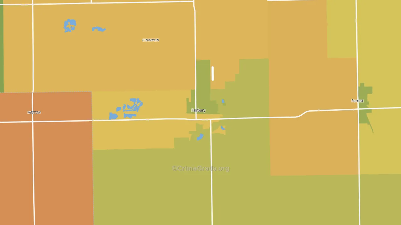 Fairbury, IL Map of Robbery Rates