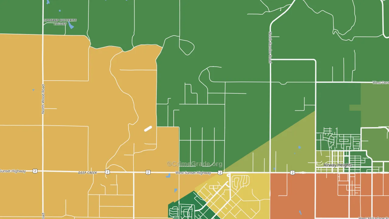 Fairchild Air Force Base, WA Map of Robbery Rates