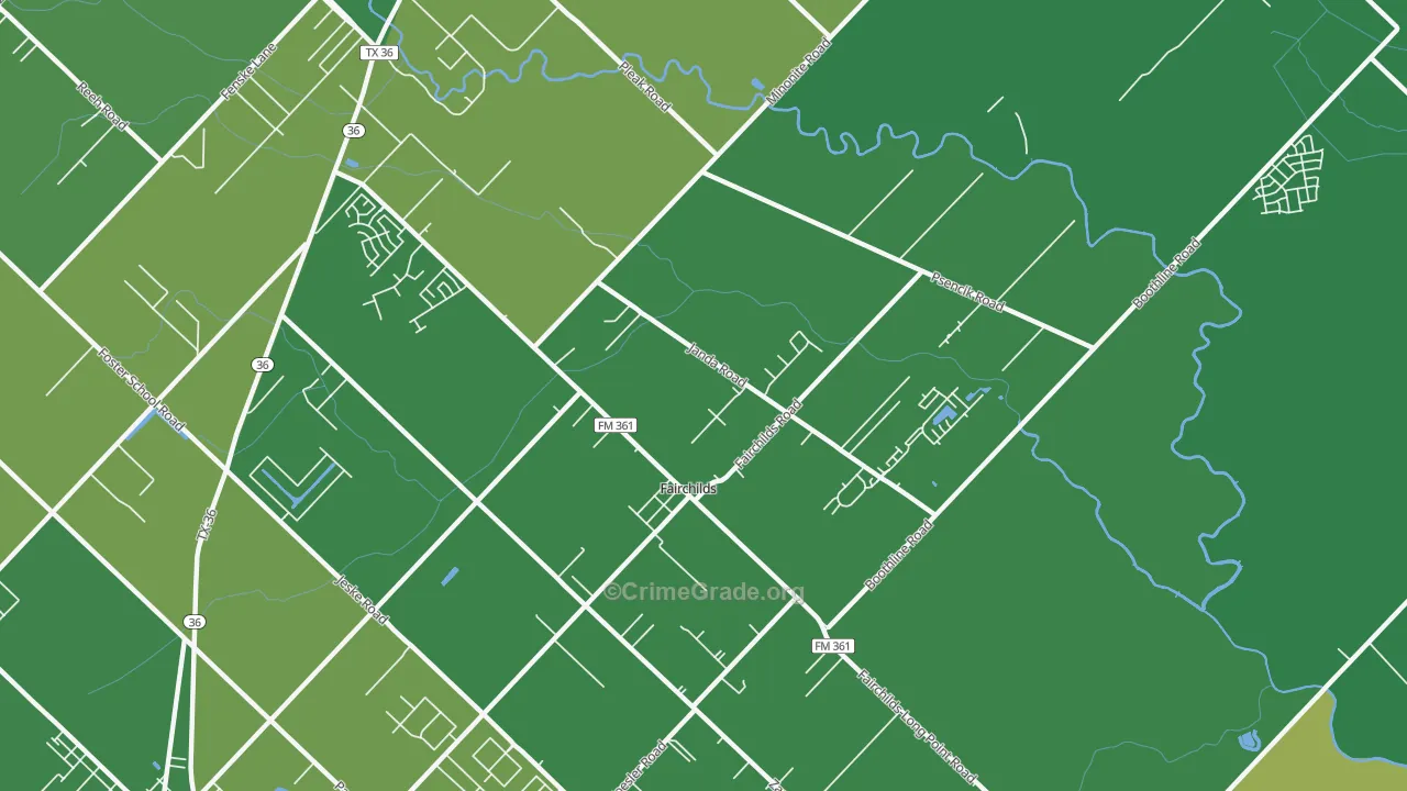 Fairchilds, TX Map of Robbery Rates