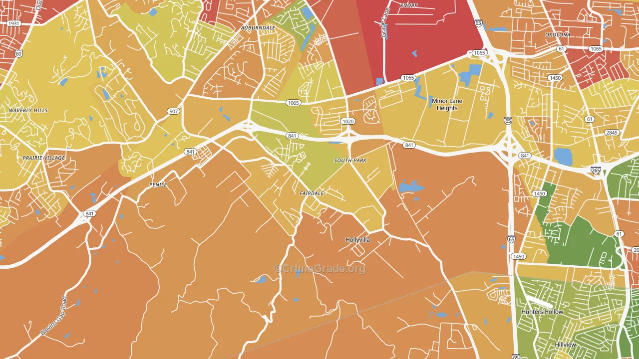Fairdale, KY Map of Robbery Rates