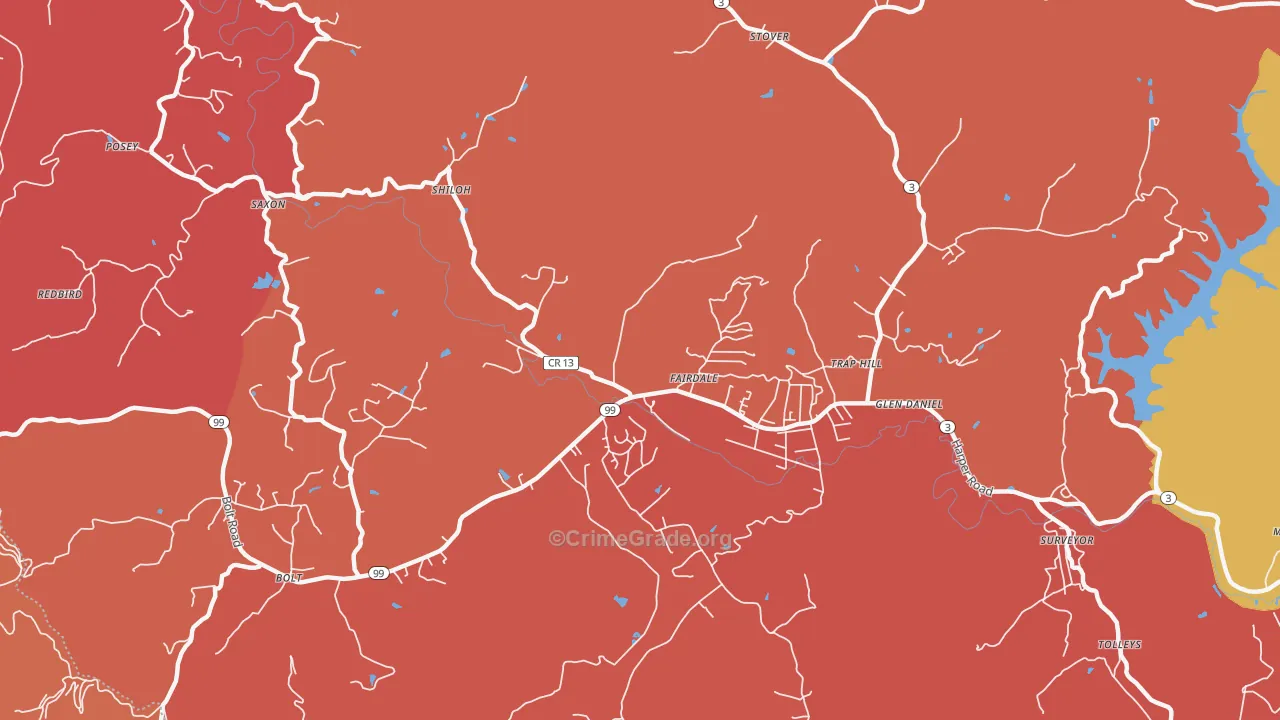 Fairdale, WV Map of Robbery Rates