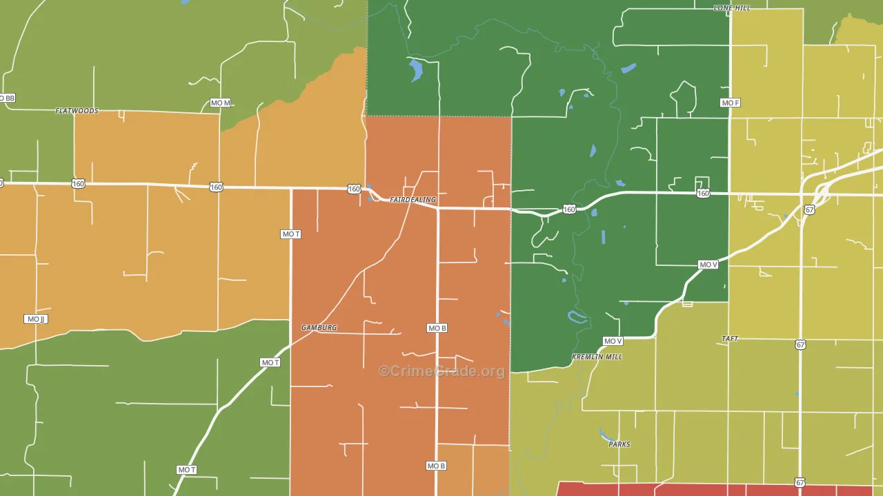 Fairdealing, MO Map of Robbery Rates