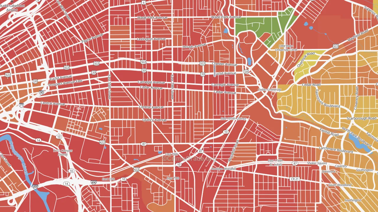 Fairfax, Cleveland, OH Map of Robbery Rates