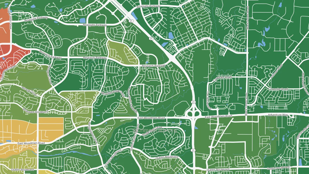 Fairfax, Colorado Springs, CO Map of Robbery Rates