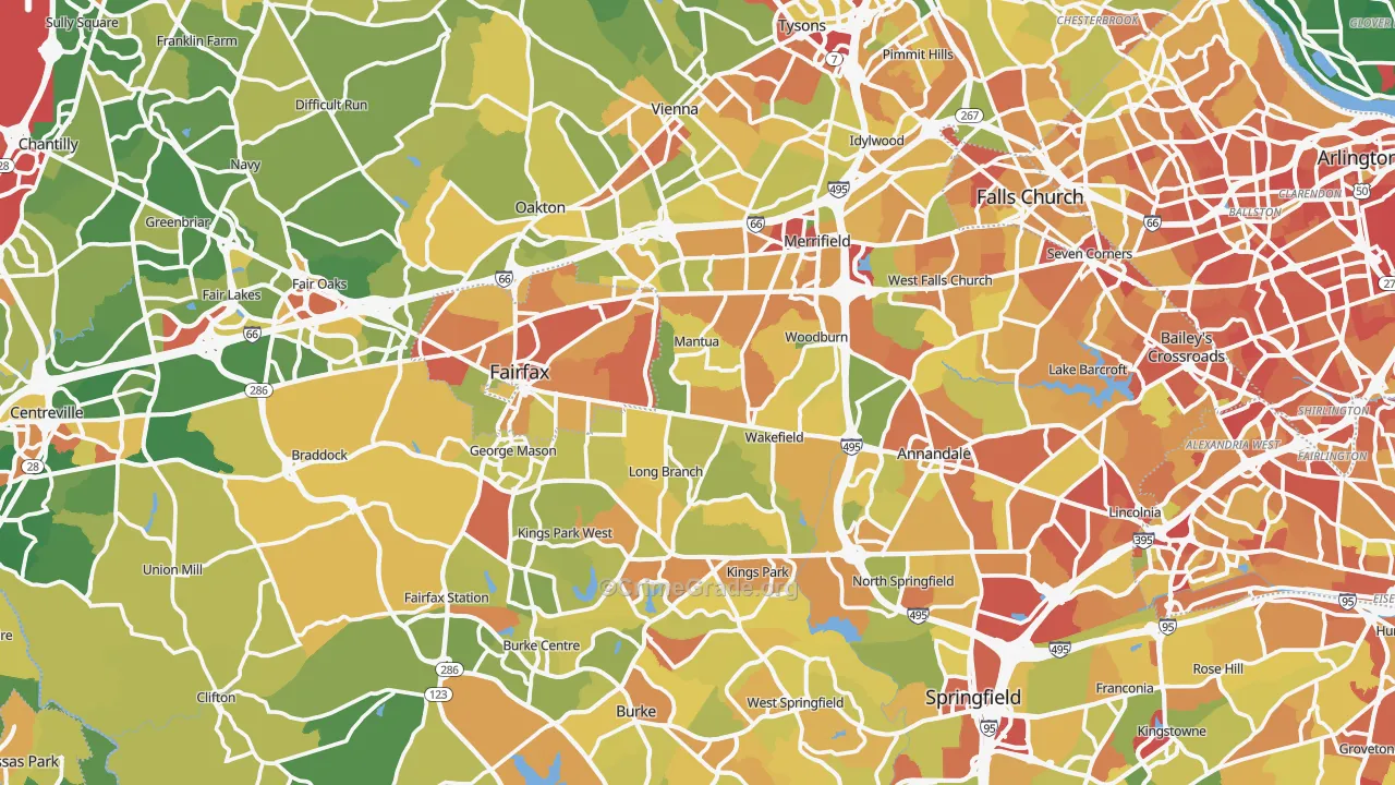 Fairfax County, VA Map of Robbery Rates
