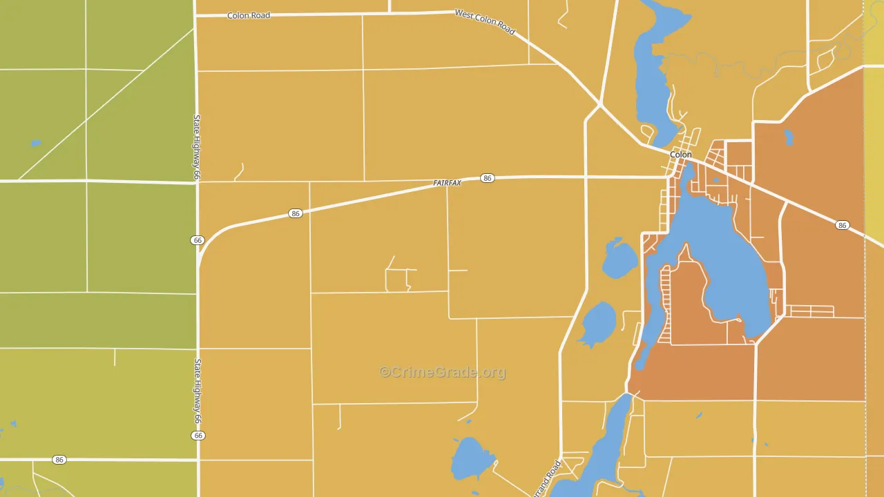 Fairfax, MI Map of Robbery Rates