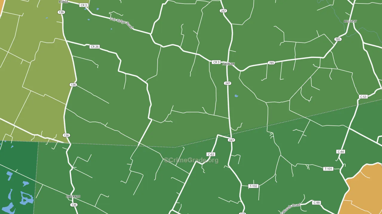 Fairfax, OH Map of Robbery Rates