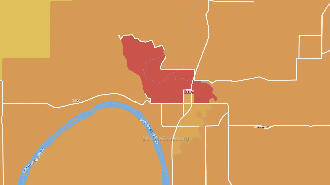 Fairfax, OK Map of Robbery Rates