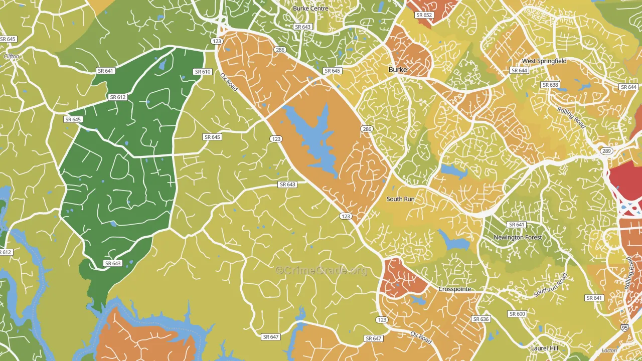 Fairfax Station, VA Map of Robbery Rates