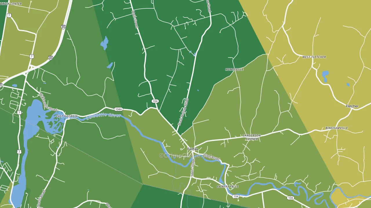 Fairfax, VT Map of Robbery Rates