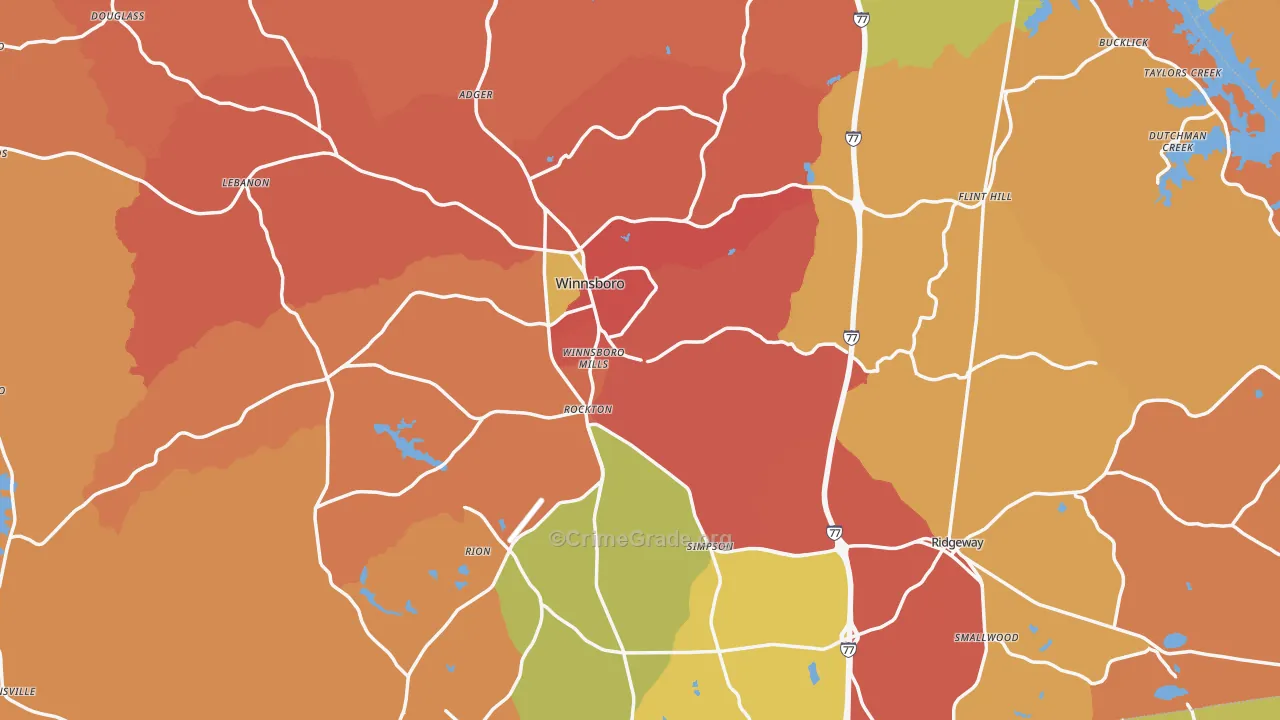 Fairfield County, SC Map of Robbery Rates