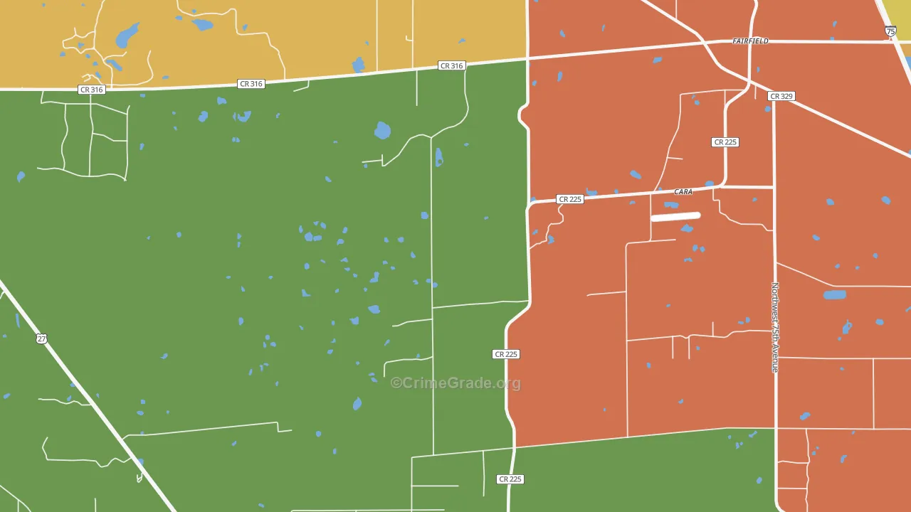 Fairfield, FL Map of Robbery Rates