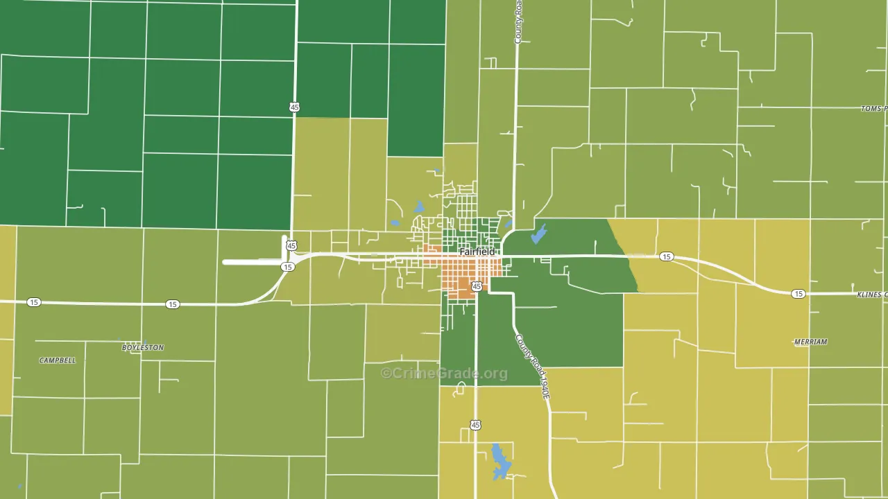 Fairfield, IL Map of Robbery Rates