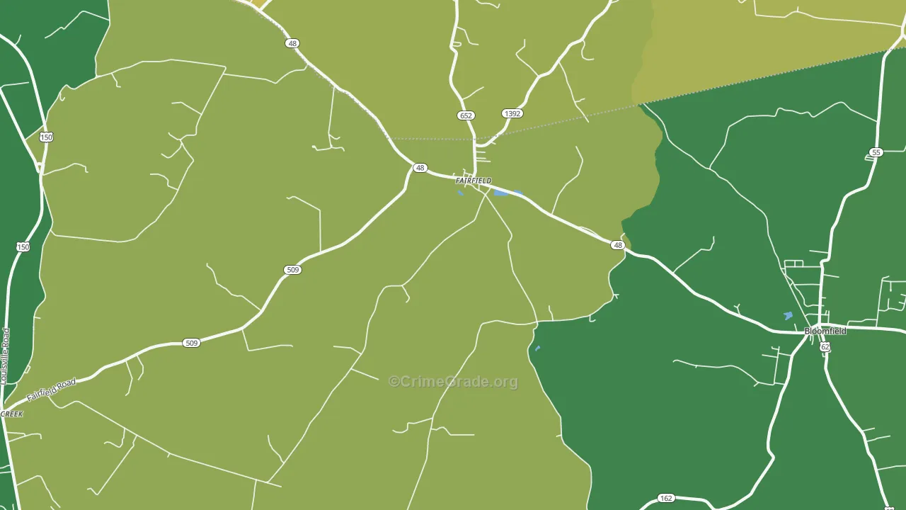 Fairfield, KY Map of Robbery Rates