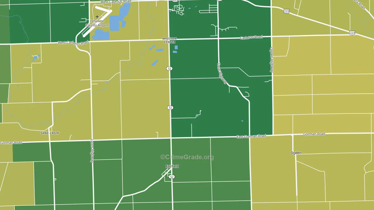Fairfield, MI Map of Robbery Rates