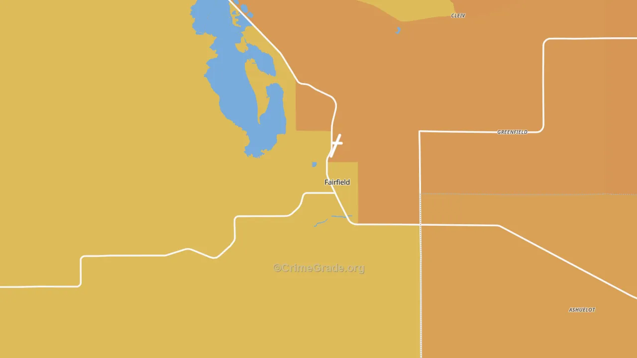 Fairfield, MT Map of Robbery Rates