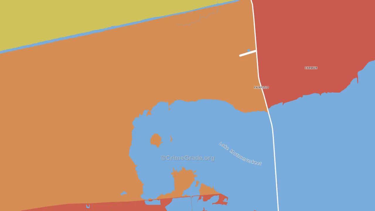 Fairfield, NC Map of Robbery Rates