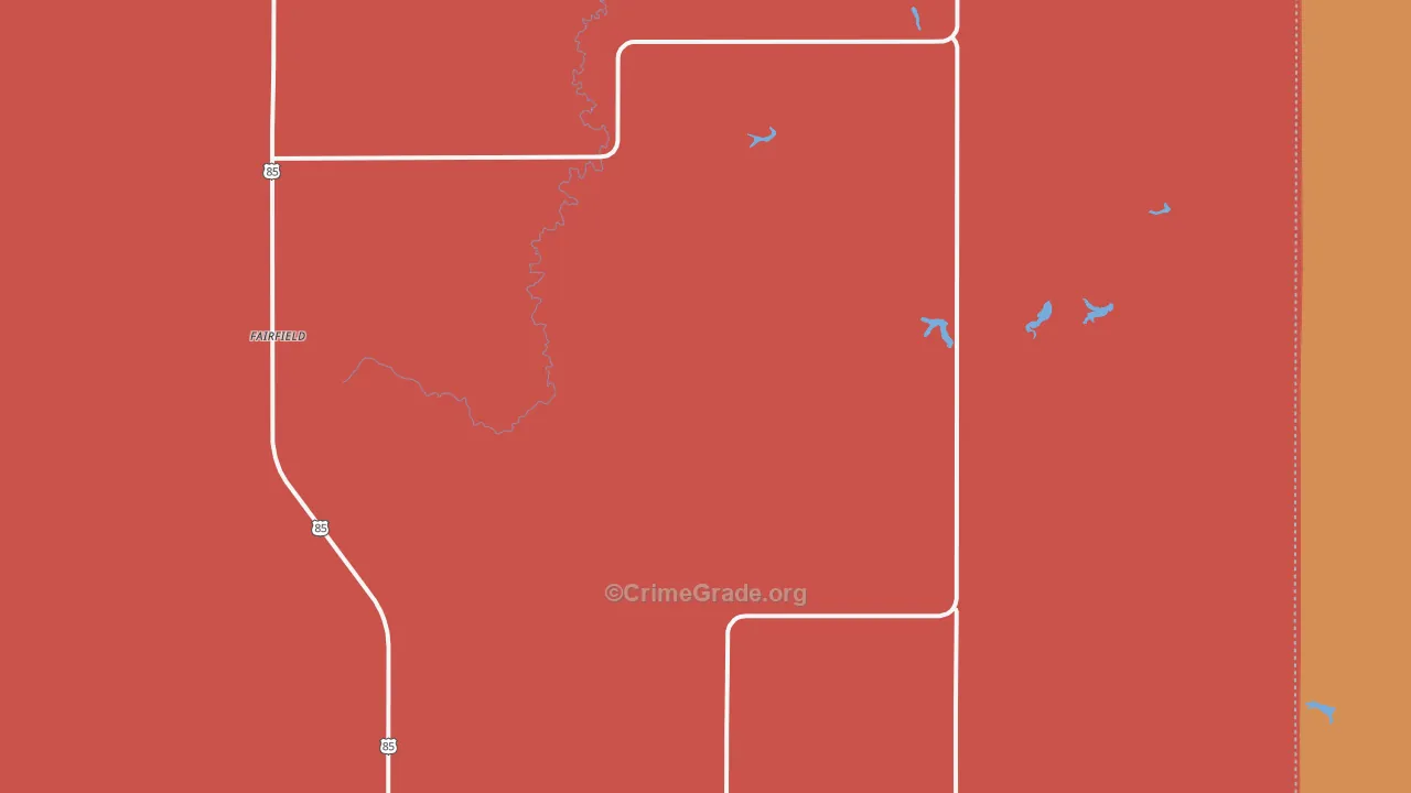 Fairfield, ND Map of Robbery Rates
