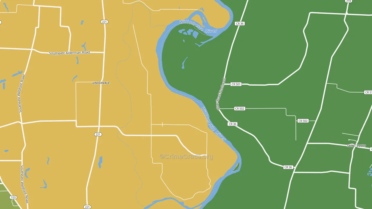 Fairfield, OR Map of Robbery Rates