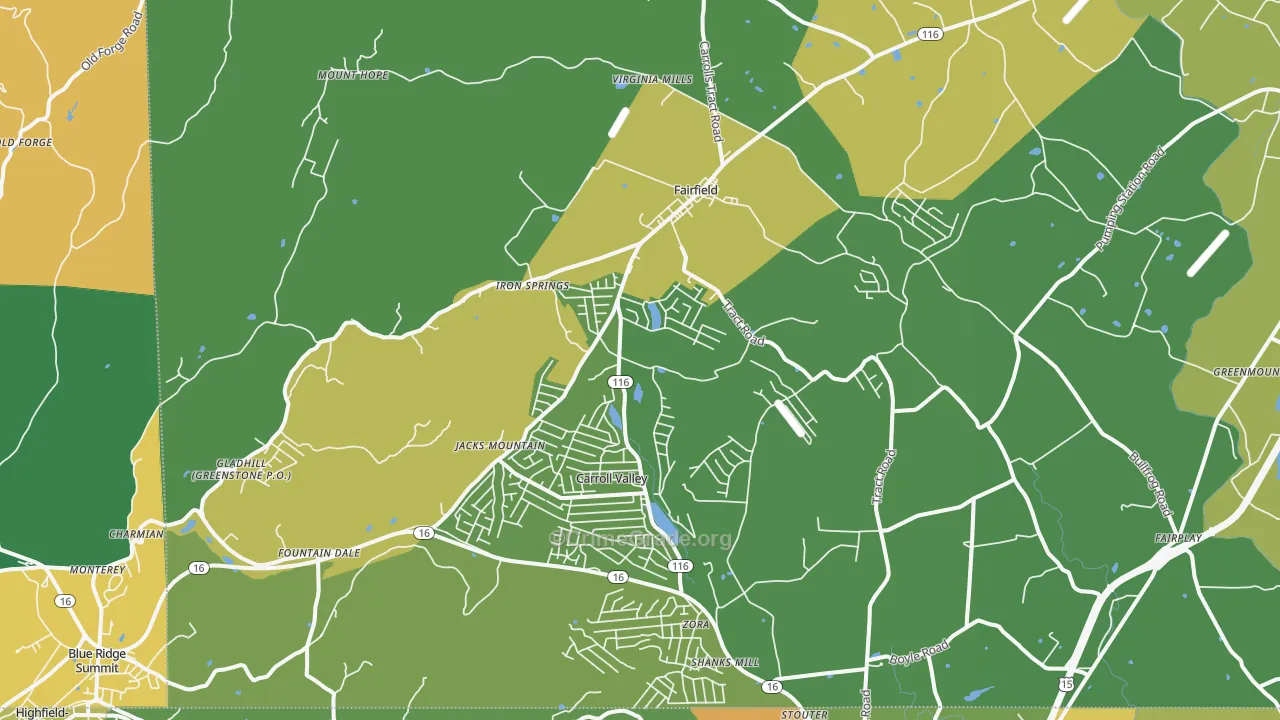 Fairfield, PA Map of Robbery Rates