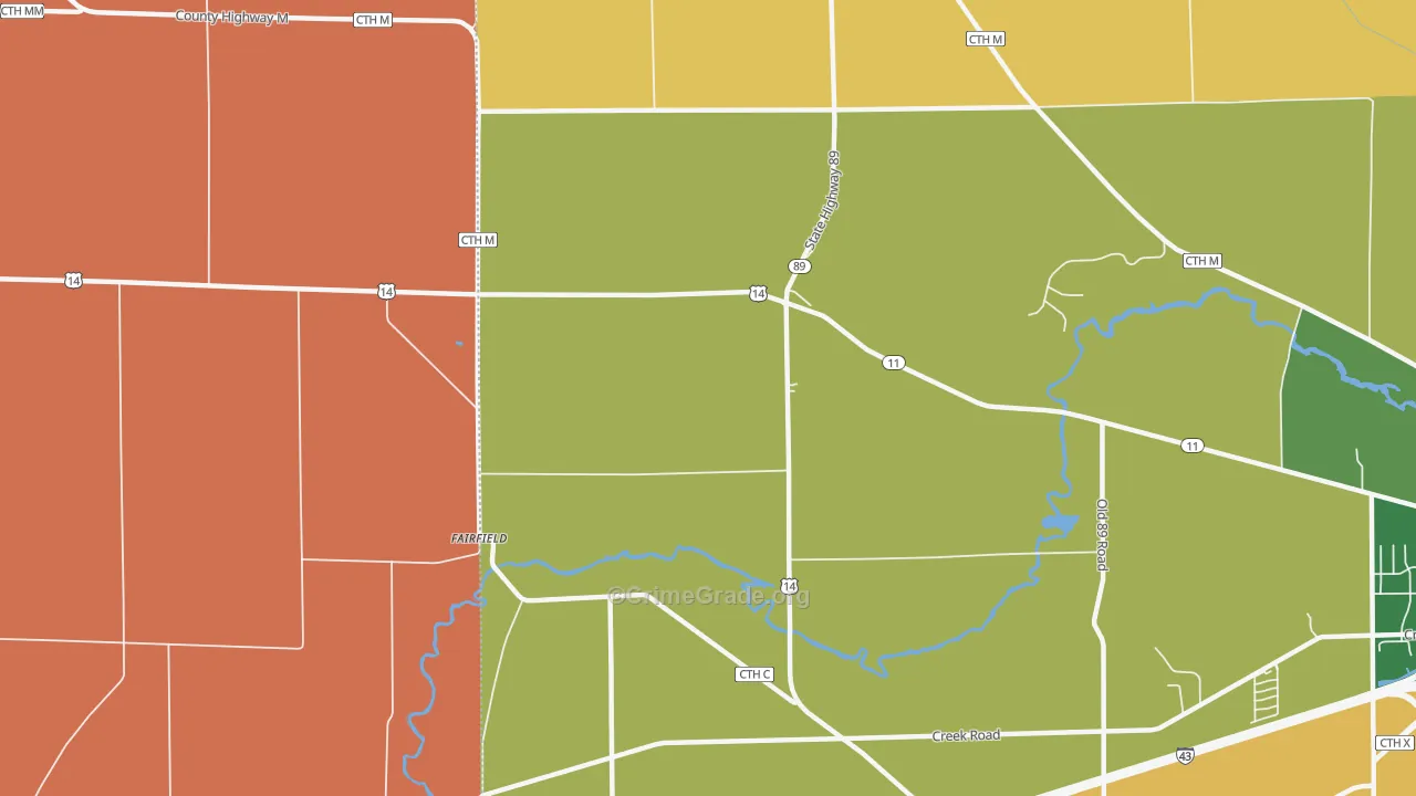 Fairfield, WI Map of Robbery Rates