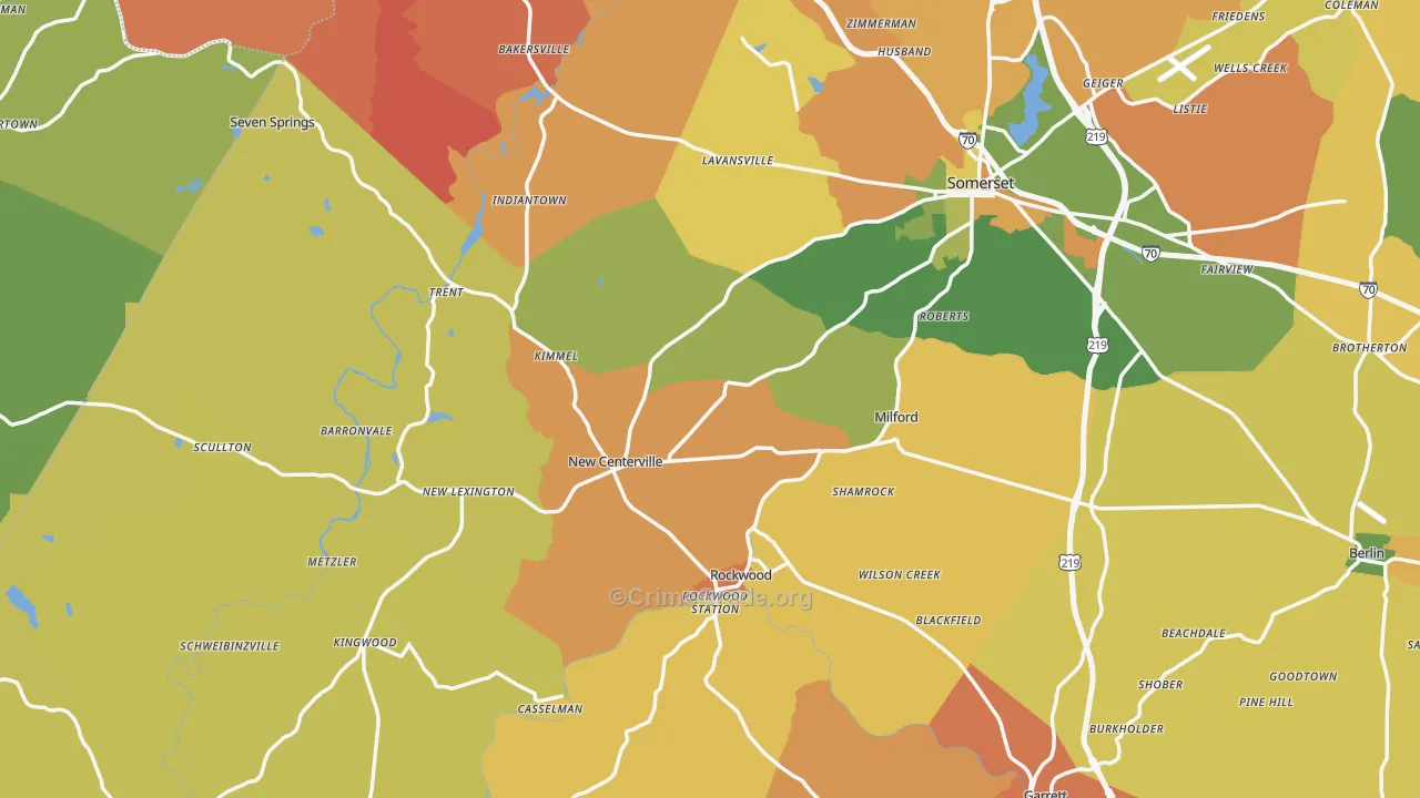Fairhope, PA Map of Robbery Rates