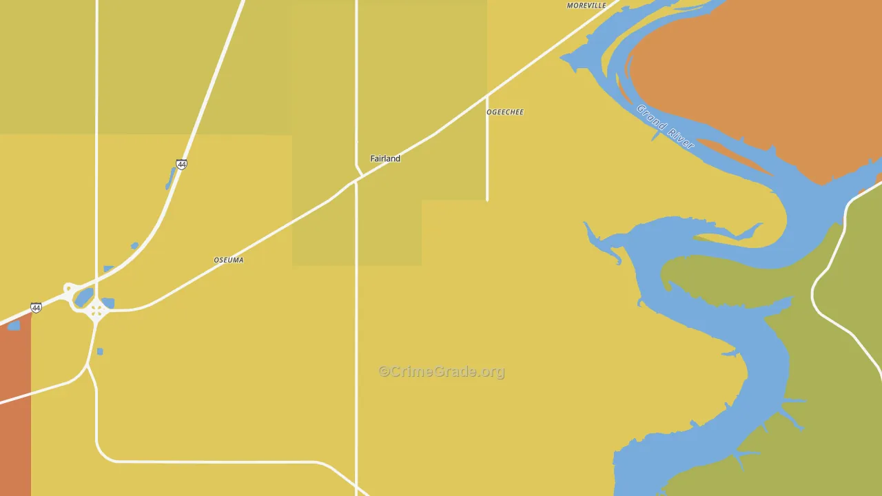 Fairland, OK Map of Robbery Rates