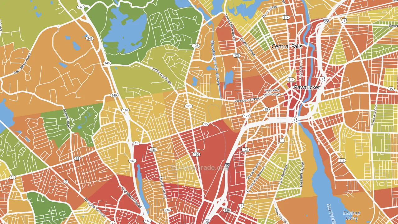 Fairlawn, Pawtucket, RI Map of Robbery Rates