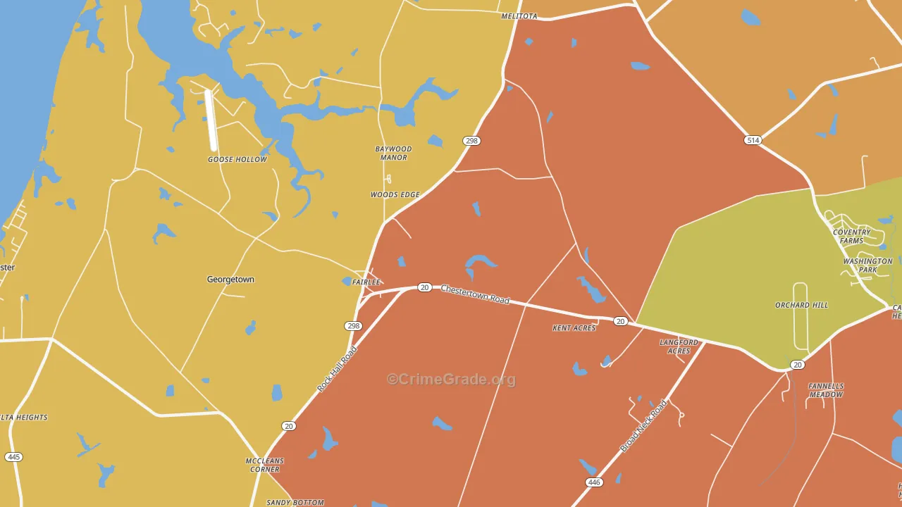 Fairlee, MD Map of Robbery Rates