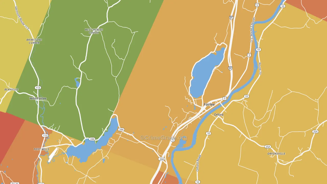 Fairlee, VT Map of Robbery Rates