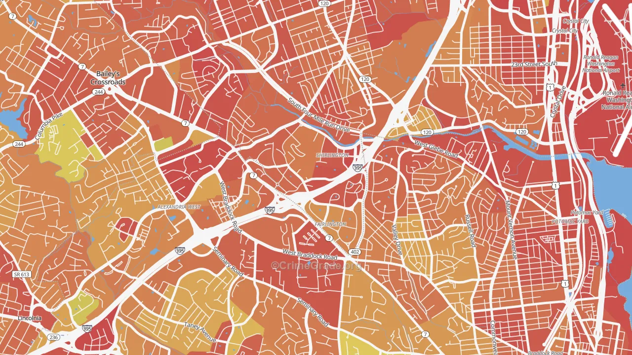 Fairlington-Shirlington, Arlington, VA Map of Robbery Rates