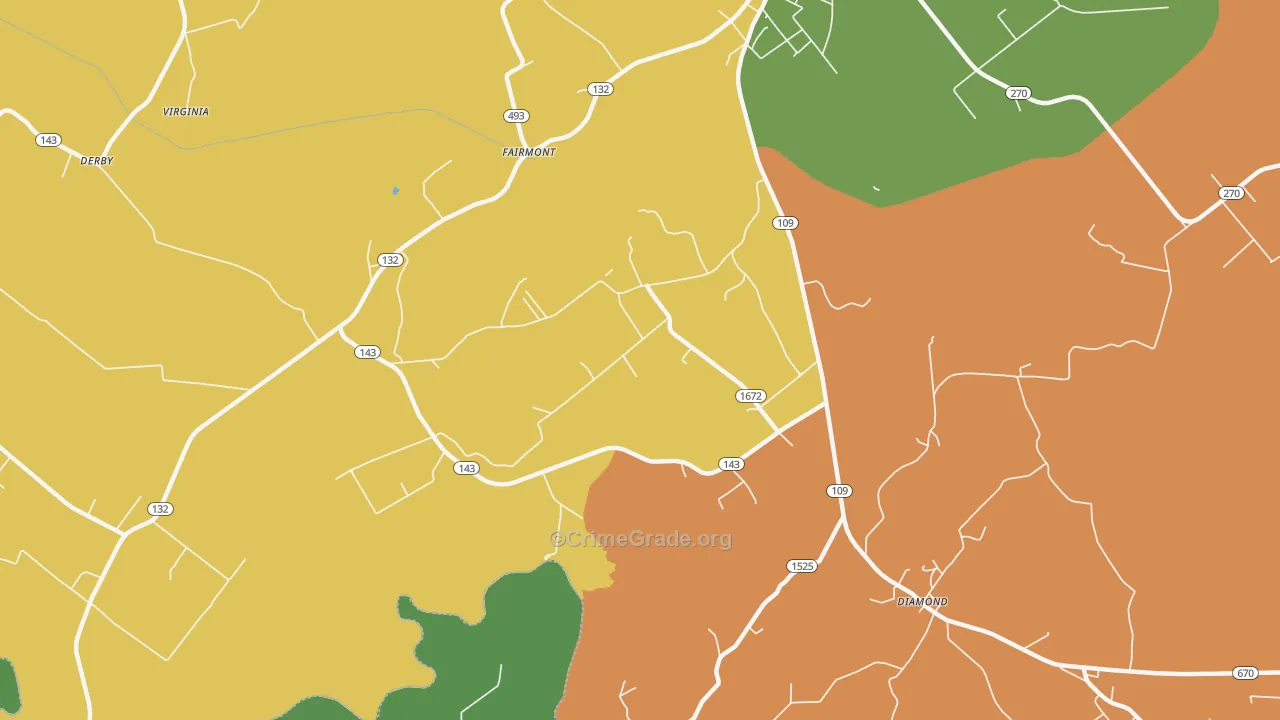 Fairmont, KY Map of Robbery Rates