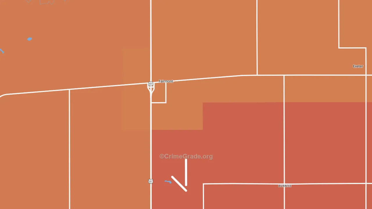 Fairmont, NE Map of Robbery Rates
