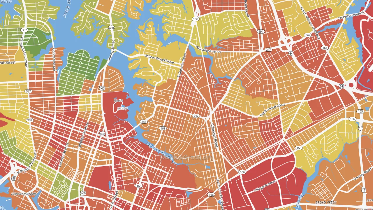 Fairmont Park, Norfolk, VA Map of Robbery Rates