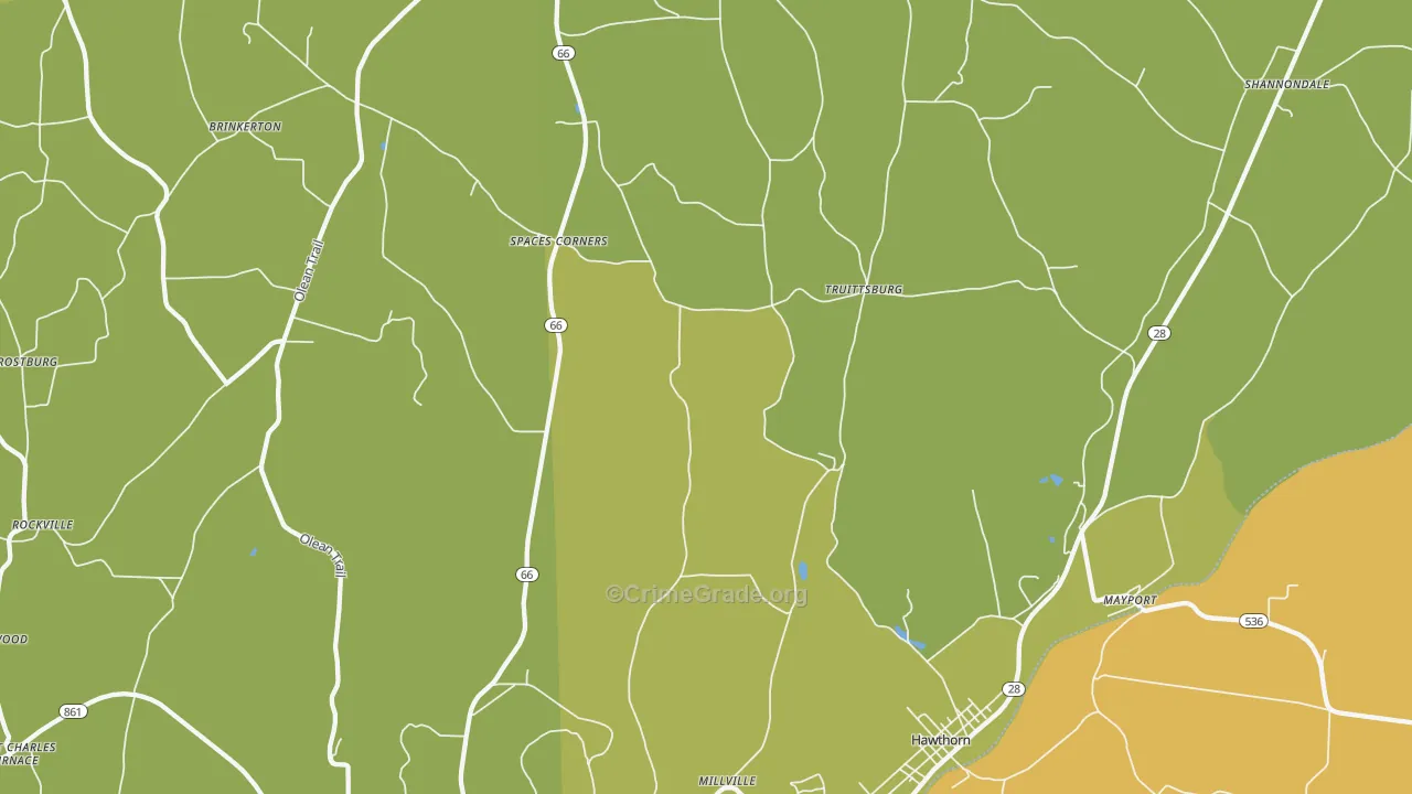 Fairmount City, PA Map of Robbery Rates