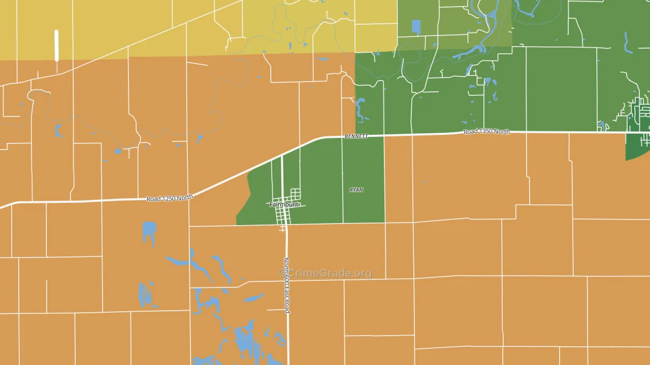 Fairmount, IL Map of Robbery Rates