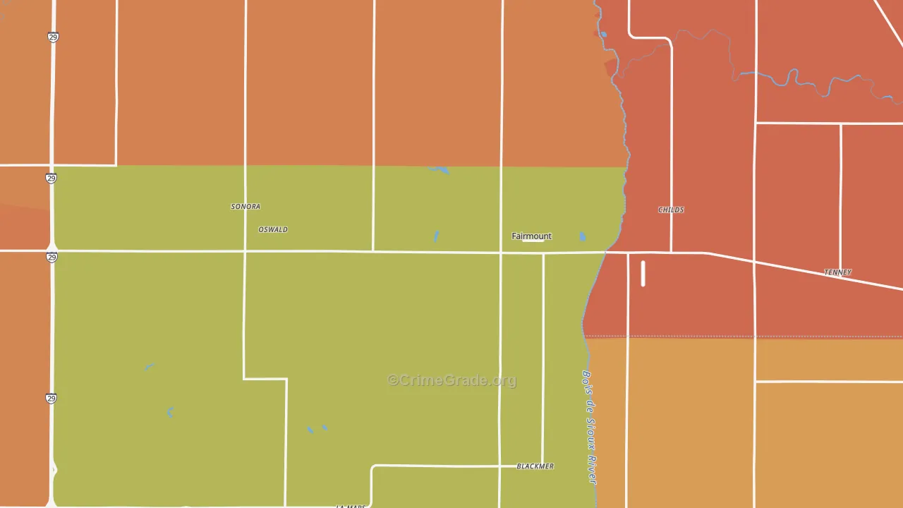Fairmount, ND Map of Robbery Rates