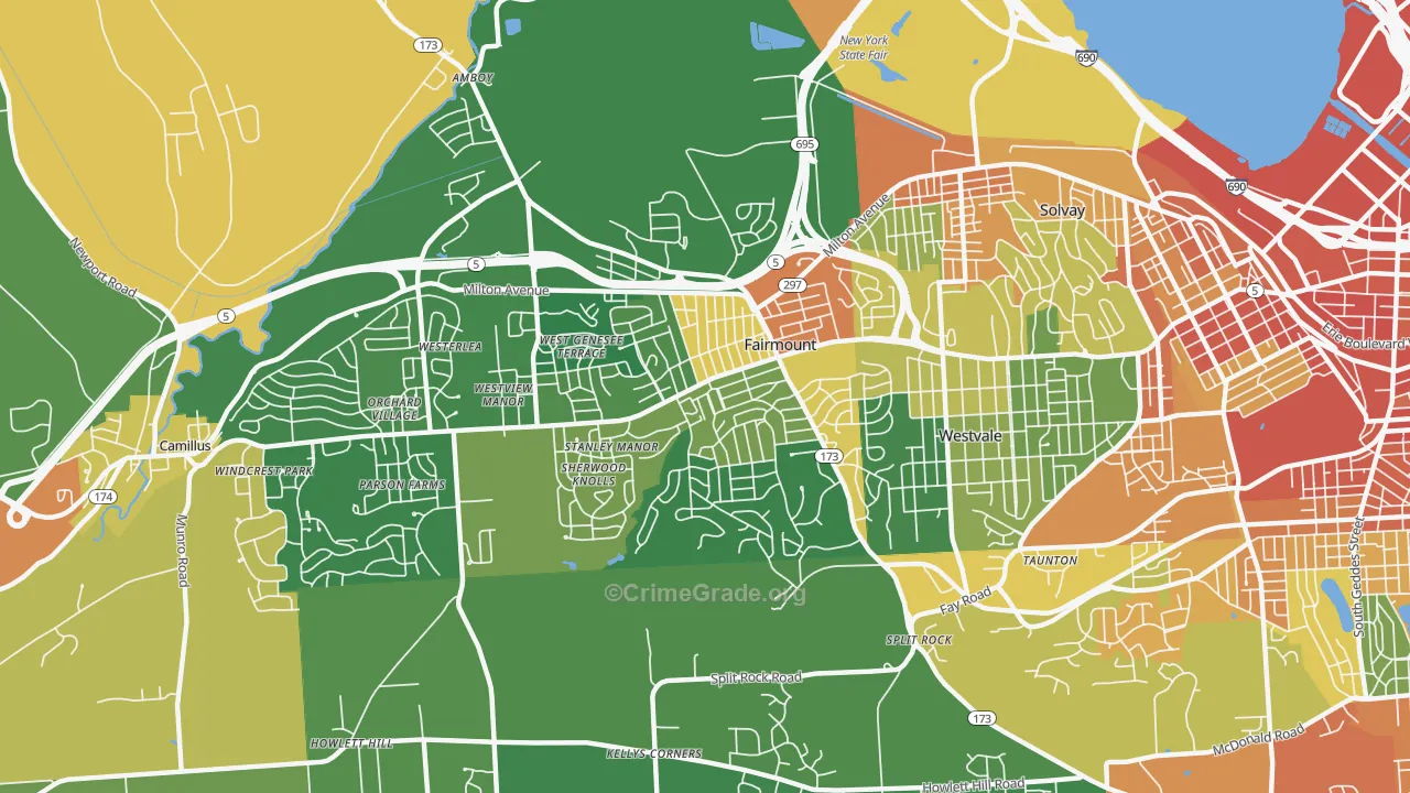 Fairmount, NY Map of Robbery Rates