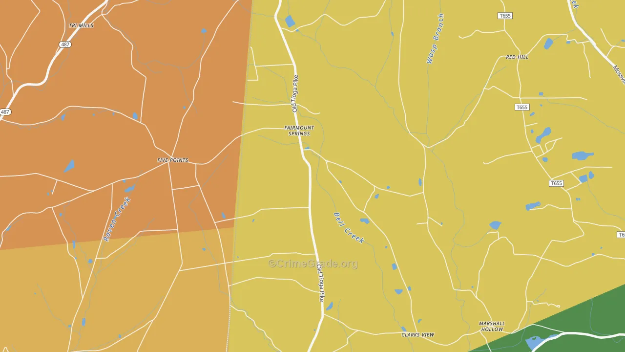 Fairmount Springs, PA Map of Robbery Rates