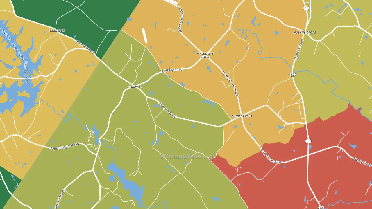Fairplay, GA Map of Robbery Rates