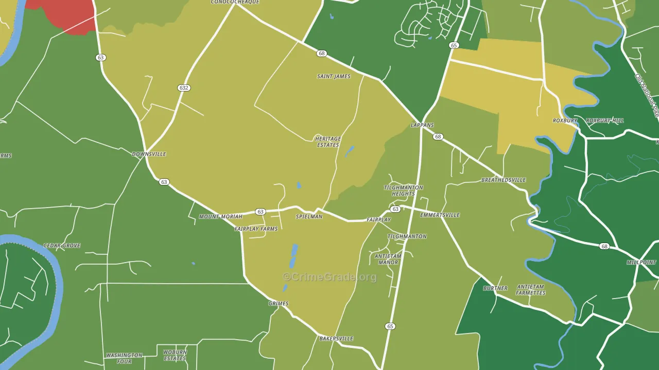 Fairplay, MD Map of Robbery Rates