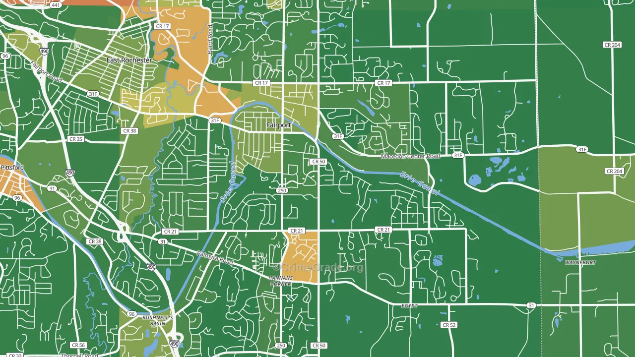 Fairport, NY Map of Robbery Rates