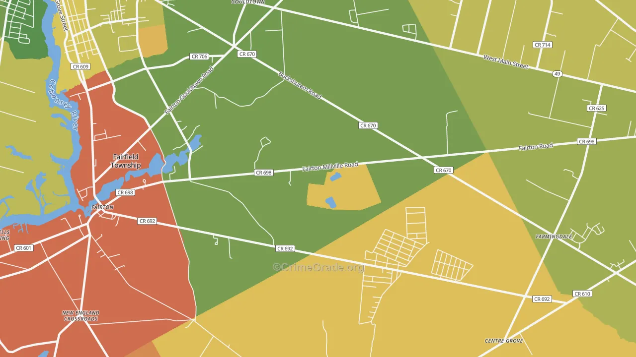 Fairton, NJ Map of Robbery Rates