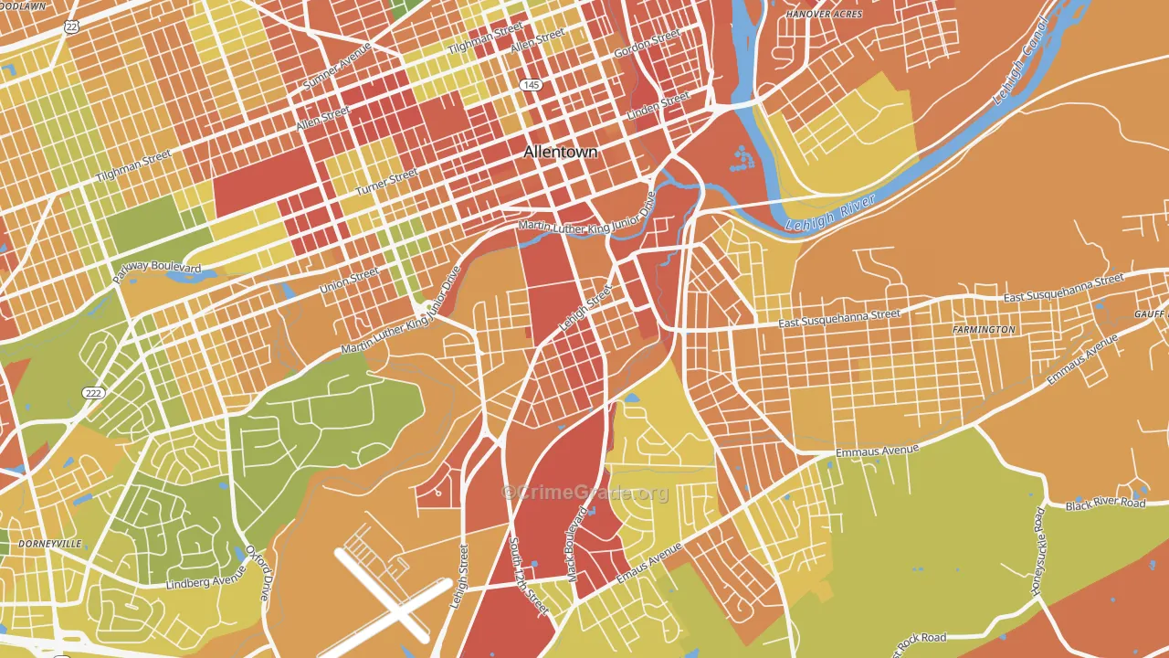 Fairview, Allentown, PA Map of Robbery Rates