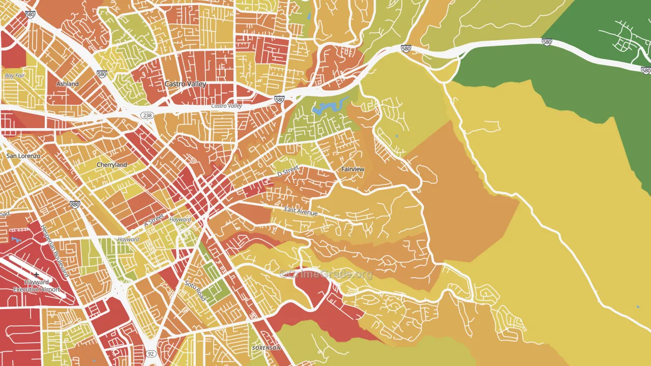 Fairview, CA Map of Robbery Rates