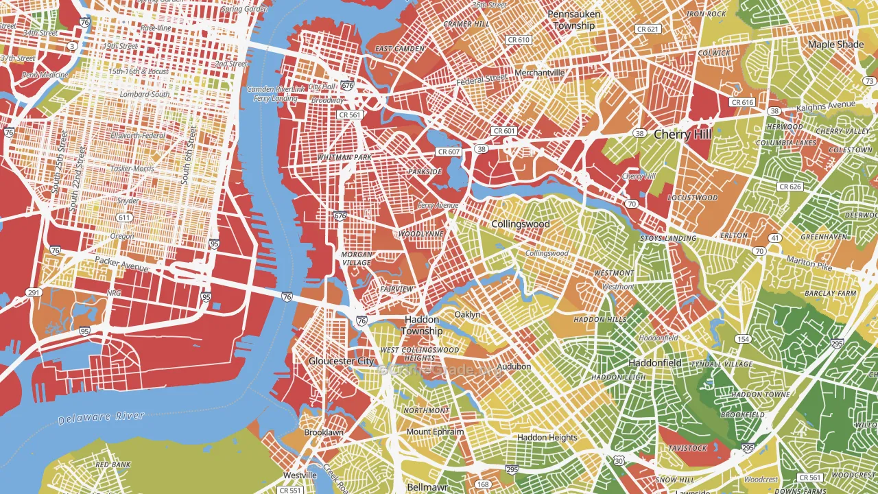 Fairview, Camden, NJ Map of Robbery Rates