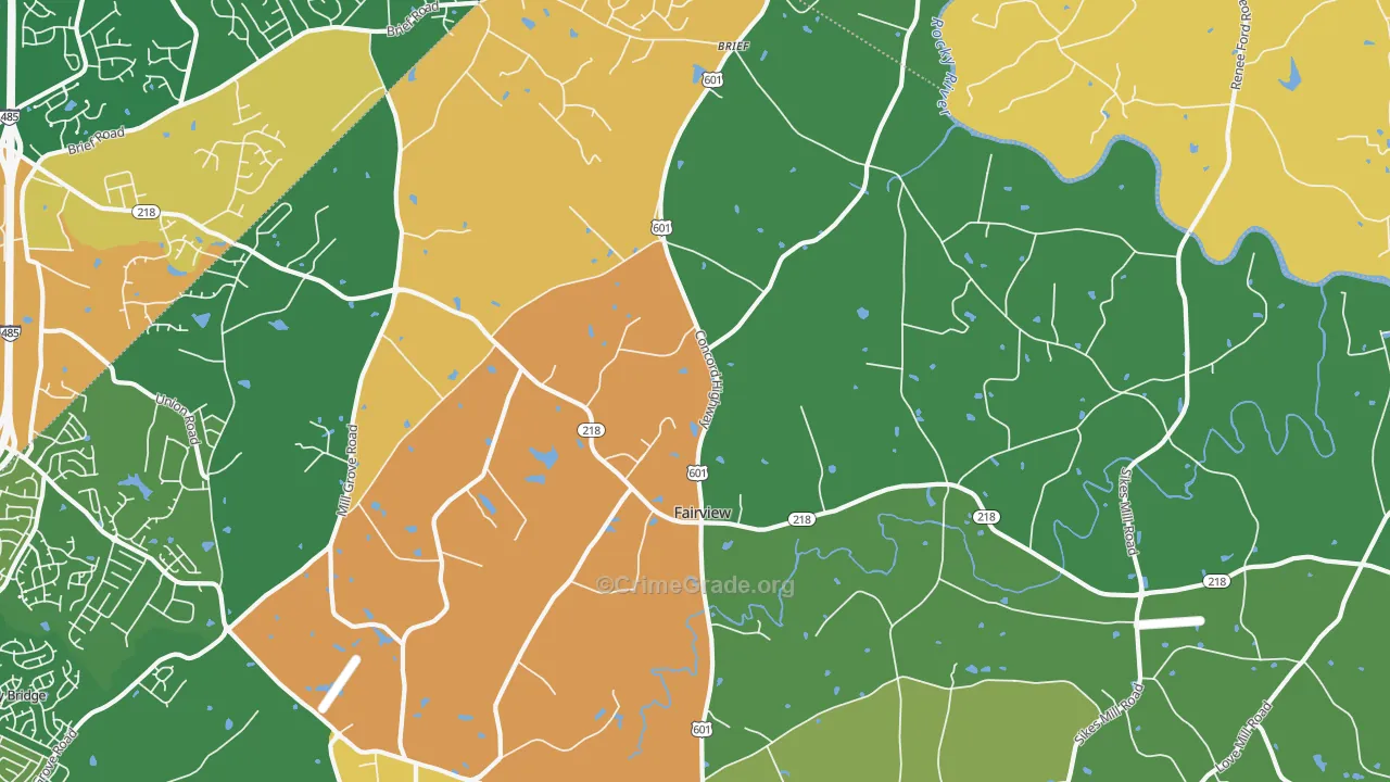 Fairview, Charlotte, NC Map of Robbery Rates