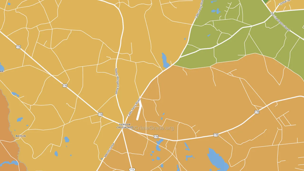 Fairview Crossroads, SC Map of Robbery Rates